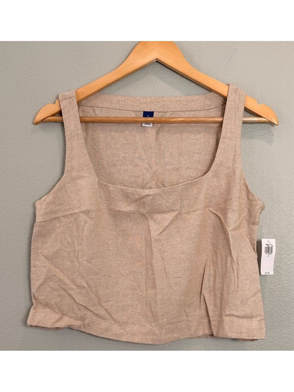 Old Navy Linen Blend Square Neck Crop Top - Women's Small NWT - Picture 2 of 6